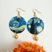 Vincent Van Gogh orecchini di carta Notte stellata con ciondolo cerchio e perlina dorata