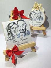 50 PEZZI Segnaposto Bomboniera cavalletto magnete matrimonio caricatura sposi idea regalo originale fatta a mano