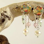 Orecchini perle acqua dolce tessuto - orecchini perle - orecchini pendenti - gioielli agata - gioielli boho - orecchini boho - freshwater