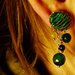 Orecchini pendenti agata verde tessuto - orecchini tessuto - orecchini pietre naturali - gioielli agata - gioielli boho - orecchini boho