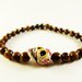Braccialetto teschio colorato e occhio di tigre - braccialetto perline - braccialetto perle naturali - bracciale messicano - frida kahlo
