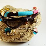 Braccialetto multi-strato cuoio diaspro tessuto Wax - braccialetto cuoio - braccialetto perle naturali - bracciale wax - gioielli etnici
