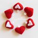 170 cuori in feltro rosso e bianco per decorare le bomboniere del matrimonio
