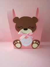 Scatolina scatola porta confetti orsetto cuore nome bimbo bimba nascita evento battesimo