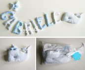 Gabriele: una ghirlanda di lettere di stoffa imbottite per decorare la sua cameretta