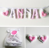 ANNA: una ghirlanda di lettere di stoffa rosa imbottite per decorare con il suo nome la cameretta!