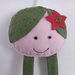 Bambolina porta  mollettine per capelli in panno lenci rosa verde , bimba.
