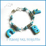 Bracciale personalizzabile azzurro " iniziali " fimo cernit premo idea regalo natale bambina ragazza