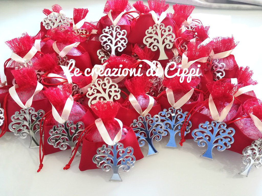 Bomboniere matrimonio, portachiavi albero della vita in plexiglass