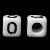 20 dadi cubi bianchi Lettera "O" Alfabeto a forma di Cubo per collane bracciali