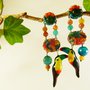 Orecchini tucani agata tessuto - orecchini uccelli tropicali - orecchini pietre naturali - gioielli uccellini - gioielli boho - jungla
