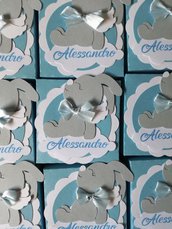 Scatolina porta confetti segnaposto sacchetto scatola scatoline nascita battesimo comunione compleanno orsetto nuvola nome 