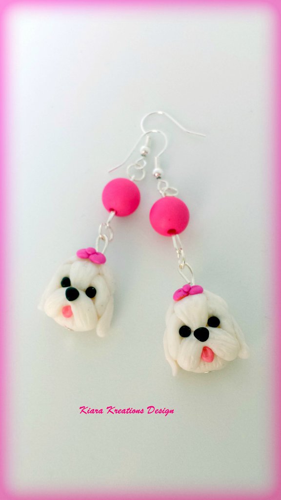 ONEFINITY Orecchini Cane Maltese In Argento 925 - Gioiello Con Animali Per Amanti Dei Cani, Regalo Donna