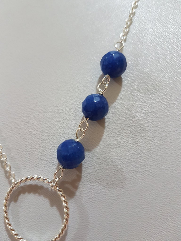 Collana Lunga Multi-Filo Blu Scuro/Blu Elettrico in Ceramica/Legno