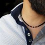 Collana artigianale uomo Onice Nero Granato e Argento, realizzato a mano in Italia, idea regali per lui