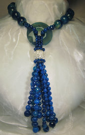 Collana in agata blu naturale con boule in cristalli Swarovski (GC15)