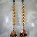 Orecchini lunghi stile "vintage" con perle e cubic zirconia color topazio (OR19)
