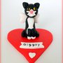 Decorazione ricordo gatto, Gatto angelo su cuore, fimo, miniatura gatto, personalizzabile con la razza e il nome del gatto, ponte arcobaleno