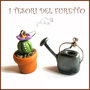 Orecchini Pollice verde  Pianta grassa " cactus fiore viola o e annaffiatoio " giardinaggio pianta grassa primavera estate  idea regalo fimo cernit premo  