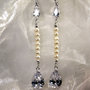 Orecchini lunghi stile "vintage" con perle e cubic zirconia (OR34)