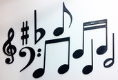 DECOUPAGE Note Musicali musica Duina doppia Croma chiave di Violino decorare sagoma decorazioni plastica Descrizione 	