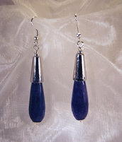 Orecchini pendenti placcato argento con goccia agata blu (Or65)