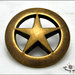 Bottone in metallo, motivo stella, colore bronzo, mm. 23, attaccatura con gambo -  5 pezzi