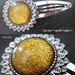 CLIP PER CAPELLI FOGLIE 3 - cabochon glitter giallo oro