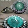 CLIP PER CAPELLI FOGLIE 5 - cabochon glitter verde menta 