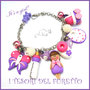 Bracciale Nascita " it' s a girl! " viola rosa personalizzabile battesimo baby shower  fimo cernit premo idea regalo neo mamma  bambina ragazza