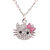 collana hello kitty ciondolo con strass colore argento, rosa per bambina