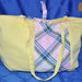 Borsa patchwork in cotone giallo e a quadri