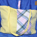 Borsa patchwork in cotone giallo e a quadri