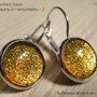 ORECCHINI BASIC A MONACHELLA 2 - in acciaio nichel free + cabochon glitter giallo oro 