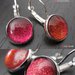 ORECCHINI BASIC A MONACHELLA 1 - in acciaio nichel free + cabochon glitter rosso ciliegia