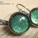 ORECCHINI BASIC A MONACHELLA 3 - in acciaio nichel free + cabochon glitter verde oro argento