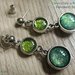 ORECCHINI BASIC PENDENTI A PERNO 1 - con cabochon glitter verde