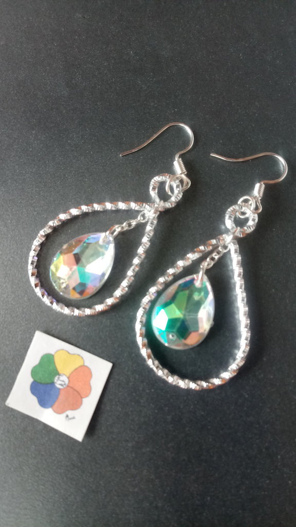 Boucles D'oreilles Pendantes Perle D'eau Douce En Forme De Goutte Avec Strass Pavé Et Quartz Fumé - Argent 925 - Neuf Sans Emballage