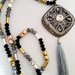 Long necklace tassel black and grey