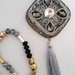 Long necklace tassel black and grey