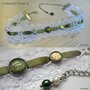 COLLARINO / CHOKER / COLLANA PIZZO 2 - con pizzo bianco e cabochon oro e verde oliva