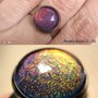 ANELLO BASIC 5 - con cabochon glitter multicromatico blu fucsia