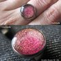 ANELLO BASIC 4 - con cabochon glitter rosa salmone e oro