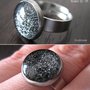 ANELLO BASIC 1 - con cabochon glitter grigio nero antracite e argento