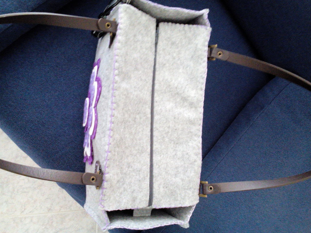 Borsa In Feltro Grigio Con Stella - Shopping Bag Pieghevole E Portaoggetti Multiuso 42x33x23 Cm