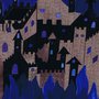 Castello in fiamme (blu) disegno su carta