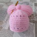  Cappellino neonata, rosa con pon pon