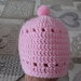  Cappellino neonata, rosa con pon pon