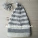 Berretto/cappello a punta + nappina -  bambino - righe - pura lana - fatto a mano