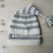 Berretto/cappello a punta + nappina -  bambino - righe - pura lana - fatto a mano